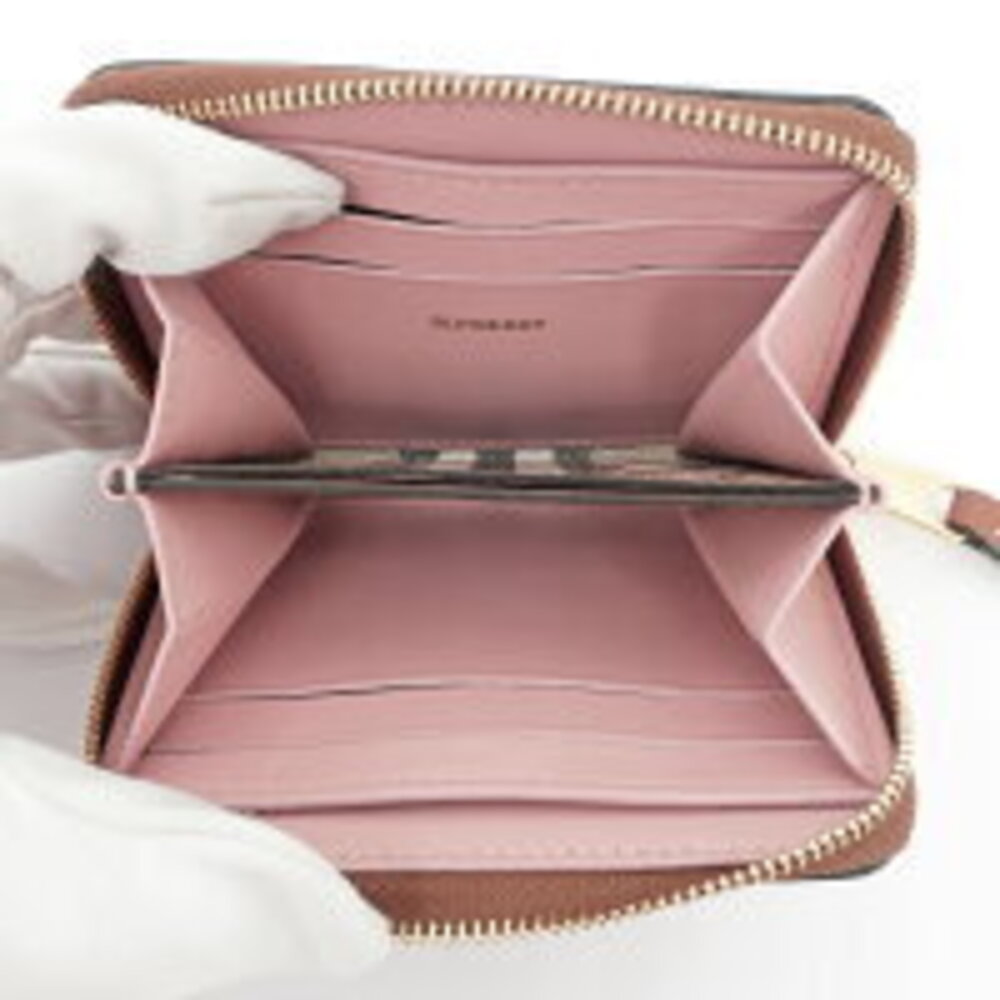 Burberry round neck coin case compact leather accessory top zip closure - Picture 4 of 7
